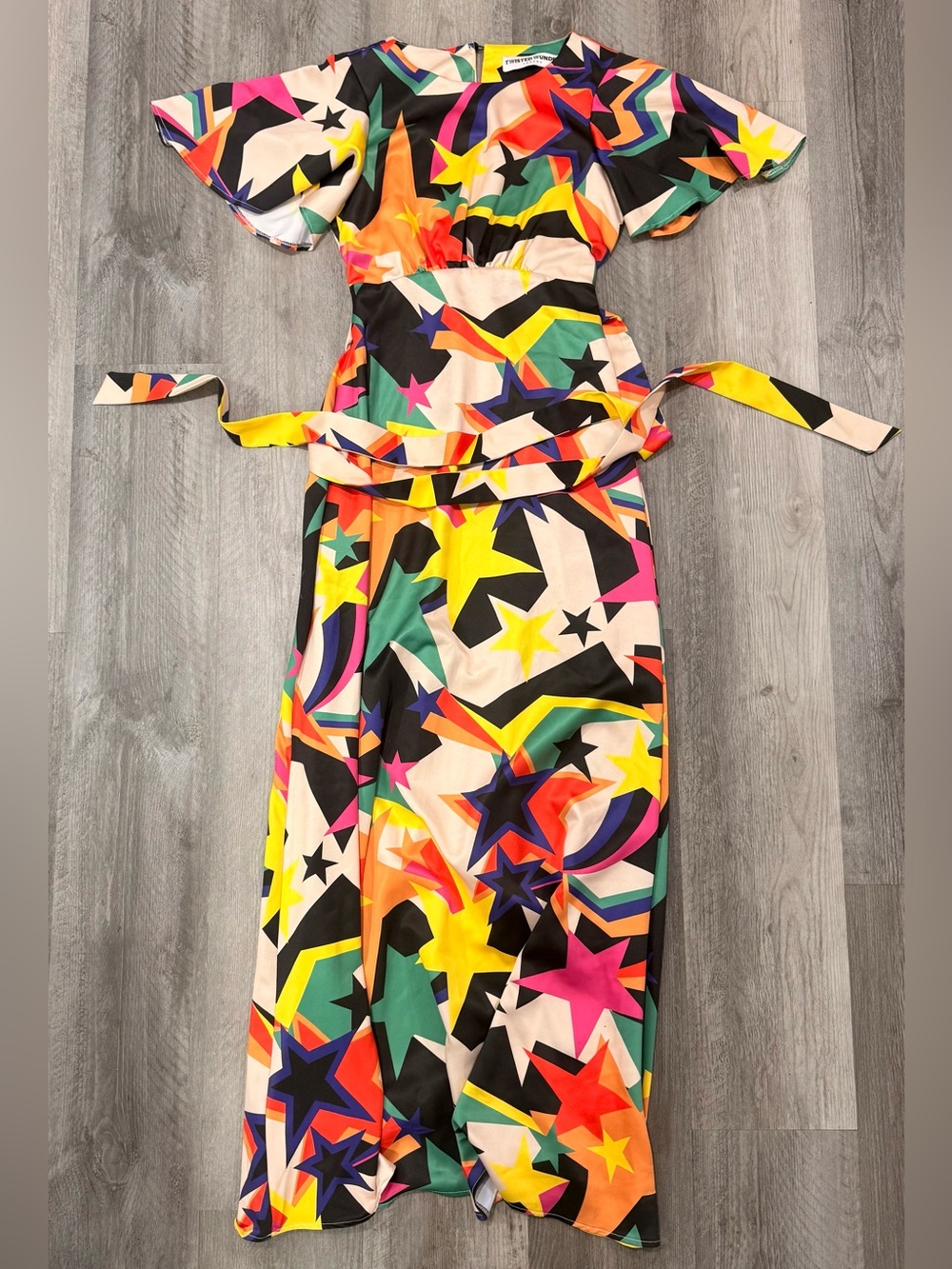 Twisted Wunder- Vibrant Multicolor Star Print Maxi Dress
